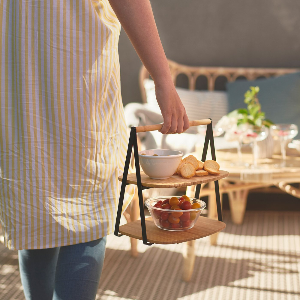 IKEA FULLSPÄCKAD  (ИКЕА ФУЛЛСПЭКАД)  -  Поднос для сервировки - бамбук/чёрный 28x20 см