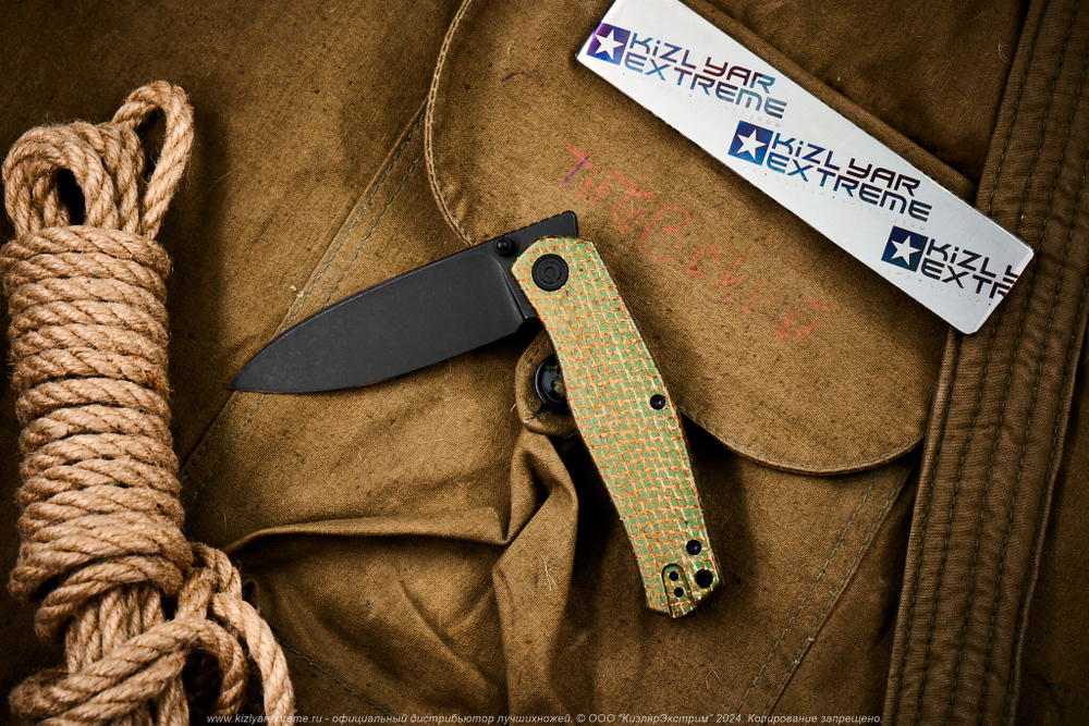 Нож Civivi Sokoke C22007-2 сталь 14C28N BlackWash рукоять Green Burlap Micarta Handle