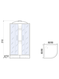 Душевая кабина RIVER REIN 80/24 МТ 80x80x210 10000002414 Универсальная Четверть круга
