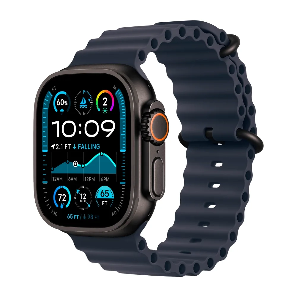 Умные часы Apple Watch Ultra 2 (2024) GPS + Cellular, 49mm, Black Titanium Case with Navy Ocean Band, (Темно-синий)