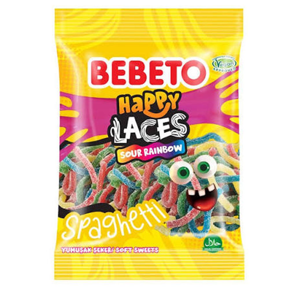 Мармелад BEBETО Happy Laces Sour RAINBOW SPAGHETTI ябл.мал.клуб. тутти-фрутти 80
