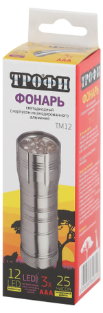 Фонарь Трофи TM12 12xLED, алюм, 3хААА, карт