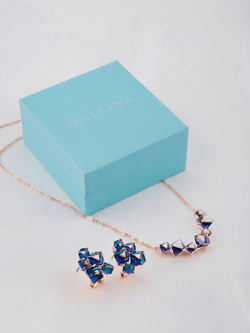 Колье дуга Мираж с синими кристаллами Swarovski