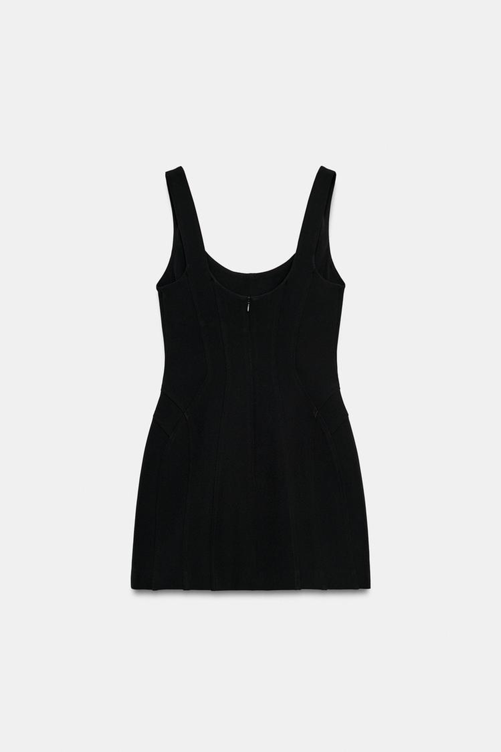ZARA МИНИ-ПЛАТЬЕ С ОБЪЕМНЫМИ ШВАМИ, ЧЕРНЫЙ