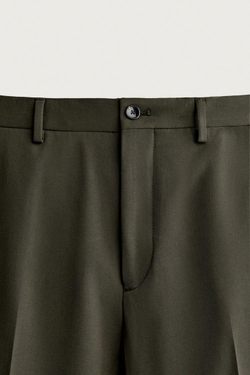 ZARA КОСТЮМНЫЕ БРЮКИ COMFORT, ТЕМНО-ЗЕЛЕНЫЙ