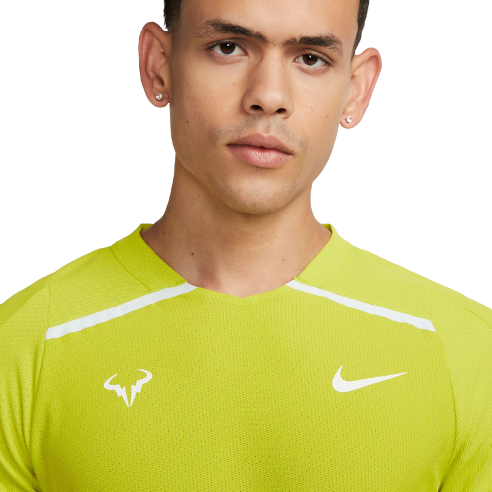 Мужская теннисная футболка Nike Court Dri-Fit Advantage Rafa Top - bright cactus/white