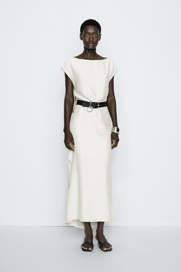 Massimo Dutti Асимметричное платье с драпировкой - STUDIO, каменно-серый