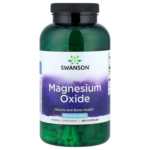 Swanson Vitamins, Оксид магния, 200 мг, 500 капсул