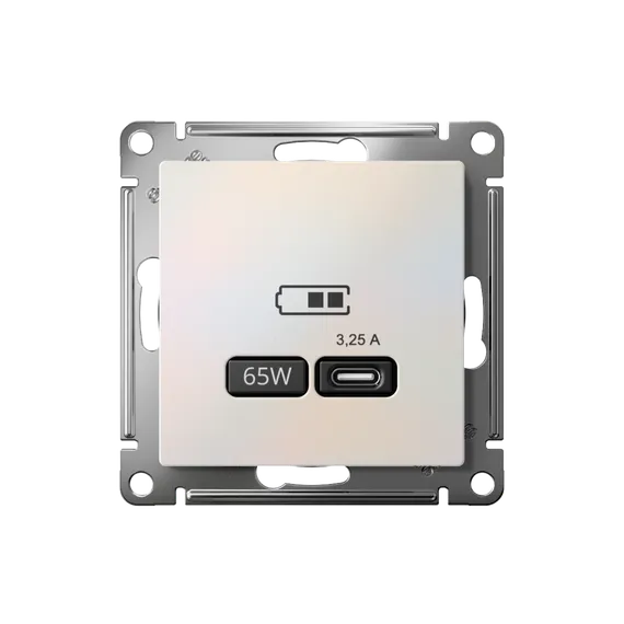 Розетка с USB C Systeme Electric AtlasDesign Жемчуг ATN000427