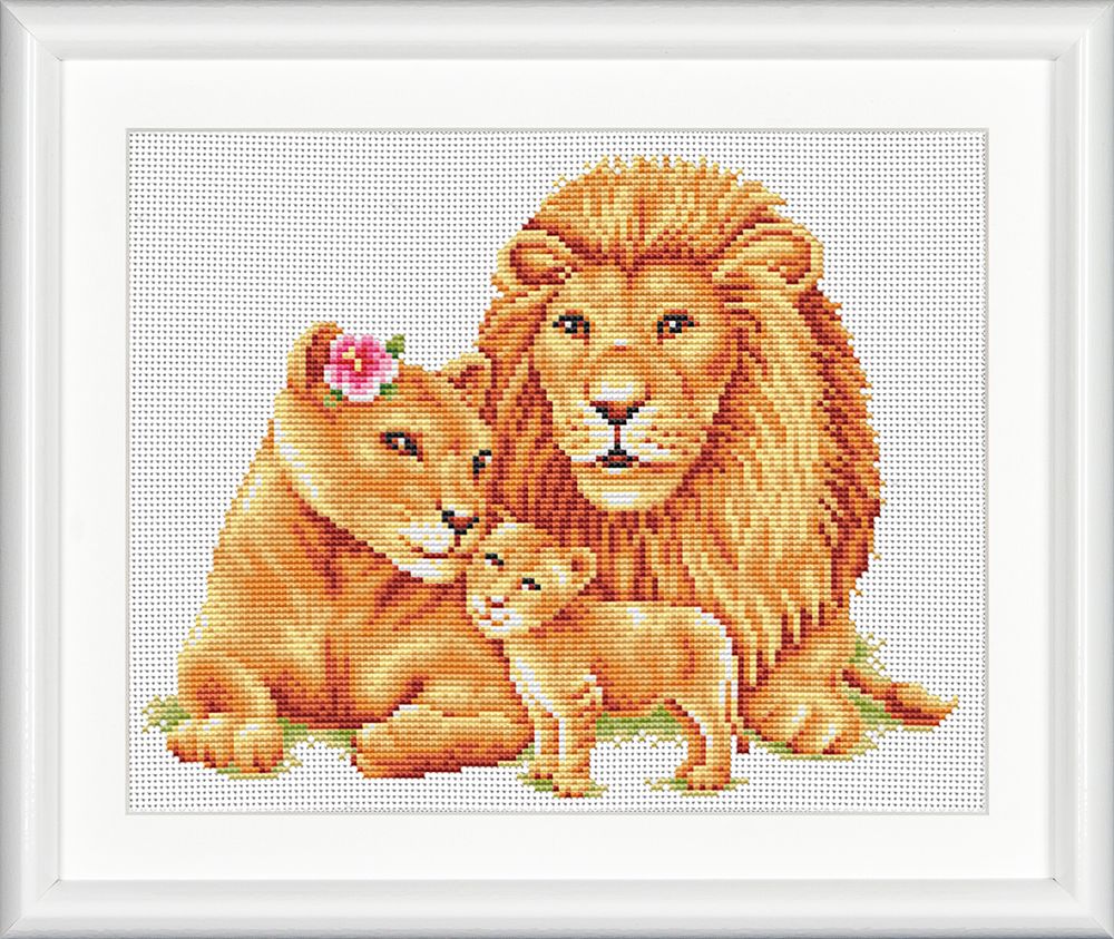 Набор для вышивания нитками Dutch Stitch Brothers Сафари Львы, канва Aida 14 ct
