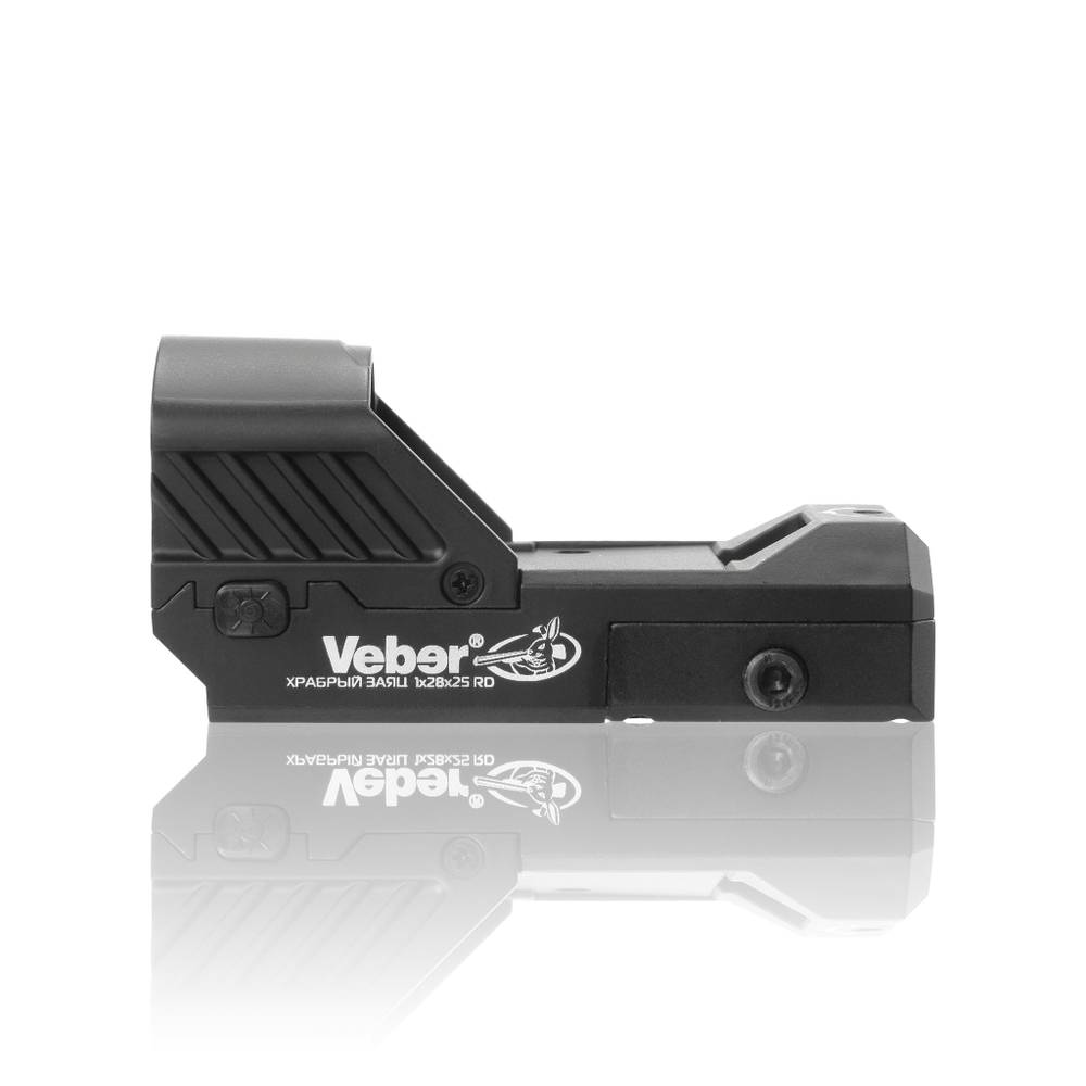Прицел коллиматорный Veber Храбрый Заяц 1x28x25 RD (открытый, объектив 28х25мм, 3 МОА, точка красная, вивер)