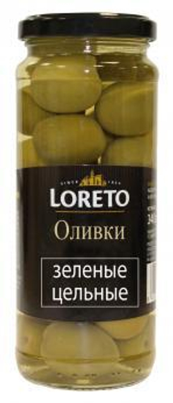 Оливки LORETO с косточкой 340 гр в стеклянной банке Испания