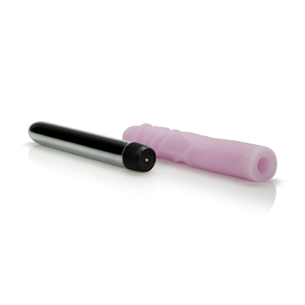 Рельефный вибратор Soft Touch Sleeve со съёмной сиреневой насадкой - 20,5 см. (Цвет: сиреневый)