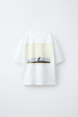 ZARA X PUKAS ФУТБОЛКА С ФОТОПРИНТОМ PUKAS SURF, БЕЛЫЙ