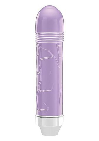 Фиолетовый вибратор Lenore с тонкими венками - 14,5 см. (Цвет: фиолетовый)