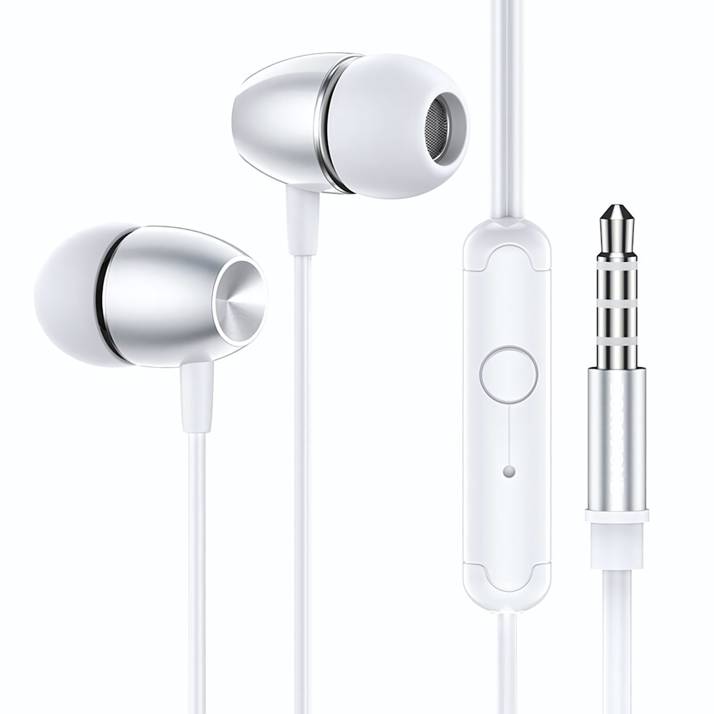 Гарнитура Borofone M57, вакуумные, разъем Jack, кабель 1.2 м Silver