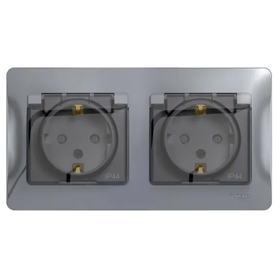 Розетка с крышкой Systeme Electric Glossa Алюминий GSL000347