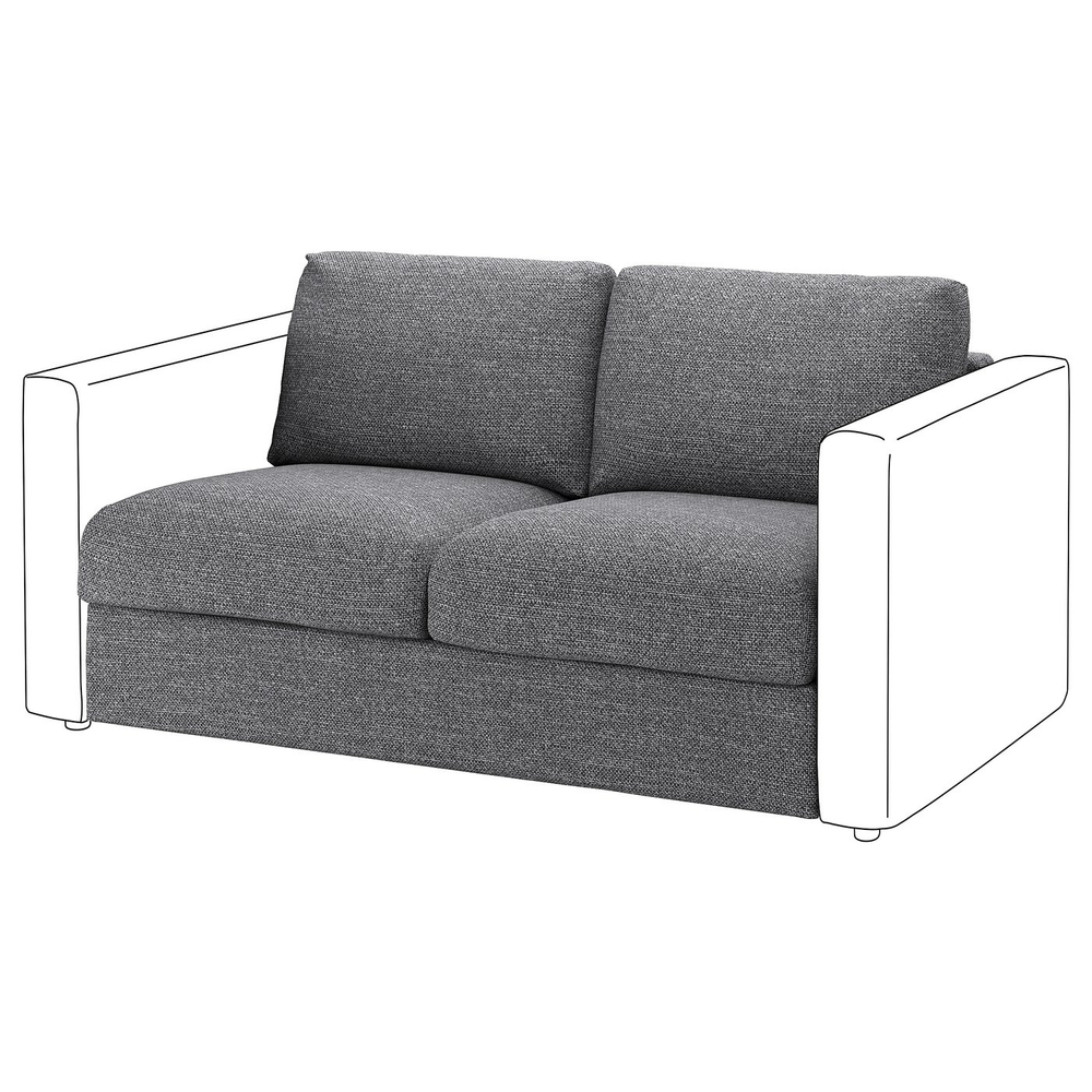 IKEA VIMLE  (ИКЕА ВИМЛЕ)  -  Чехол на 2-местную секцию - Лейде серый-чёрный
