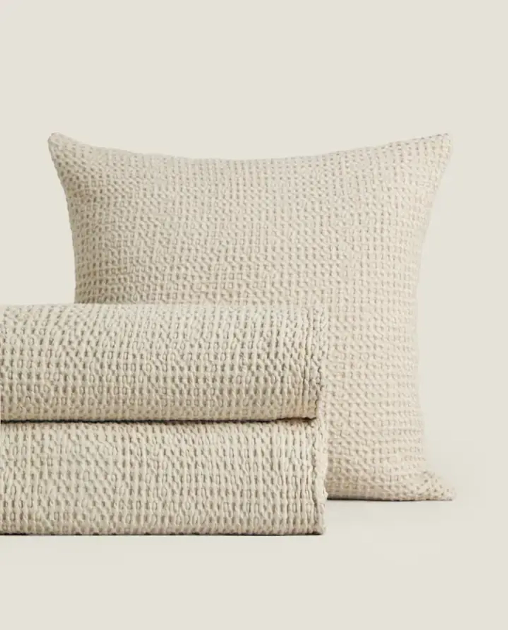 ZARA HOME ВАФЕЛЬНОЕ ПОКРЫВАЛО, СЕРЫЙ