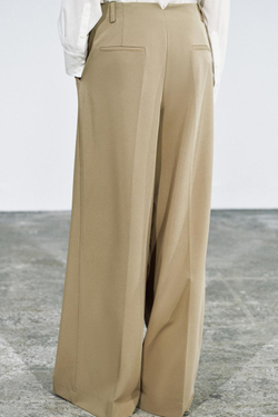 ZARA БРЮКИ С ЗАЩИПАМИ — ZW COLLECTION, МЯГКИЙ КАШТАНОВЫЙ