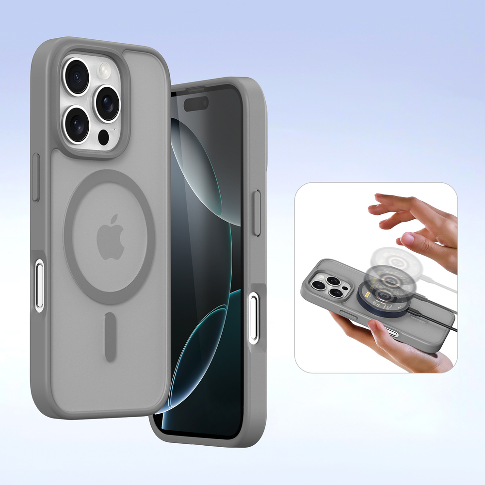 Чехол кошелек из TPU кожи серого цвета от Dux Ducis для iPhone 16 Pro Max, серия Lawa Series Case