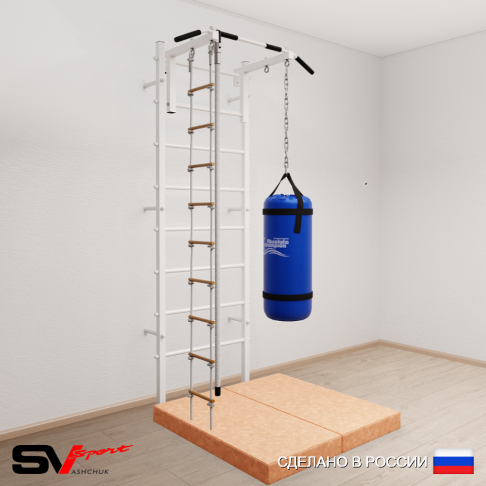 Шведская стенка Sv Sport 5147 (Турник стандарт/Канат/Лестница/Цепь/Мешок 30кг/Мат 1м)