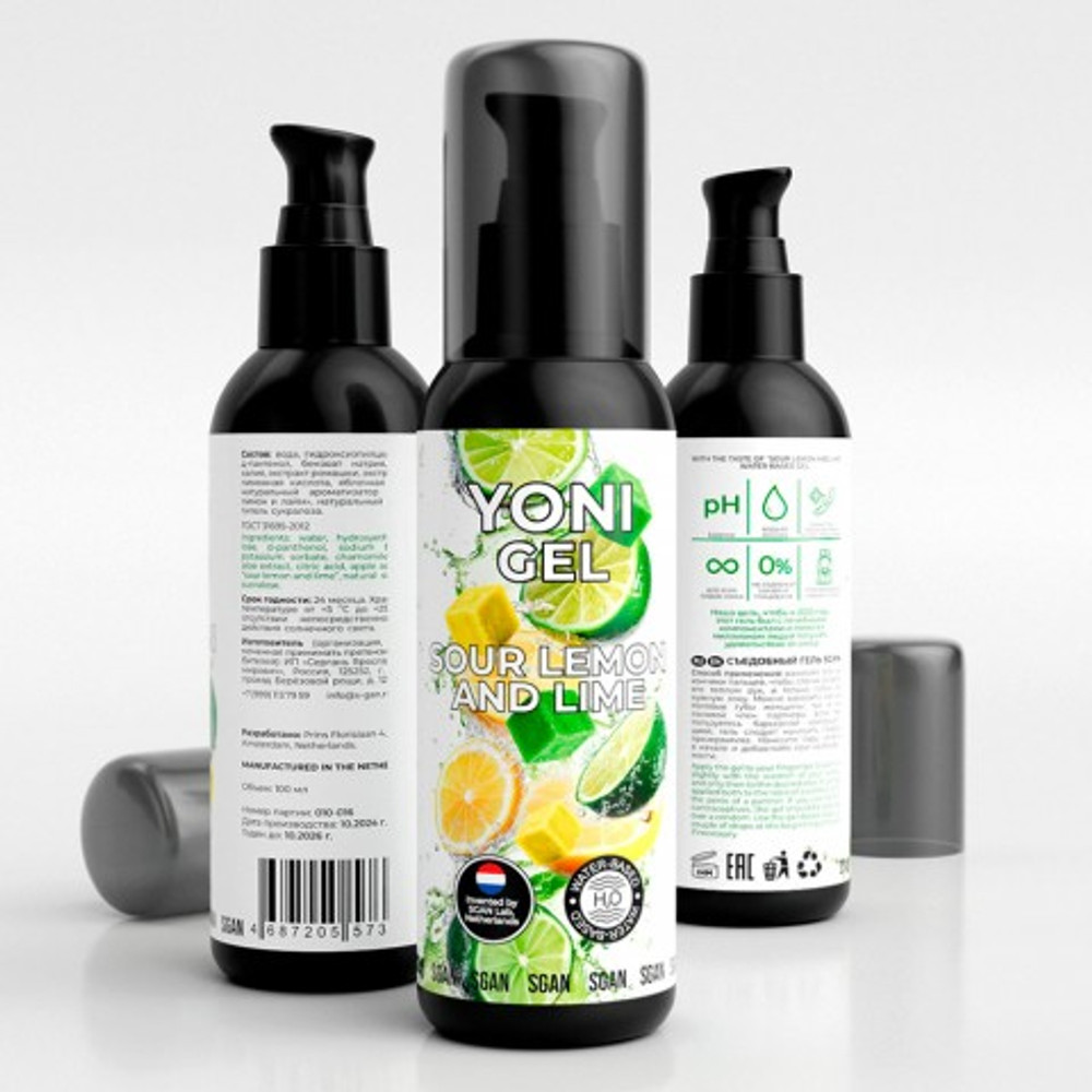 Лубрикант для орального секса SGAN YONI GEL со вкусом лимона и лайма, 100 мл