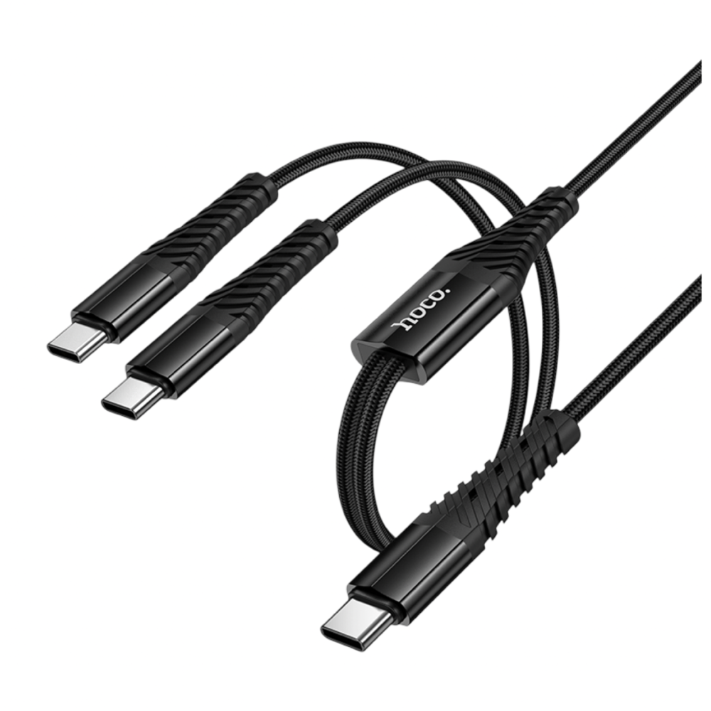 Usb Кабель-зарядка Type-C Hoco X123 2в1 2Type-C 1м черный