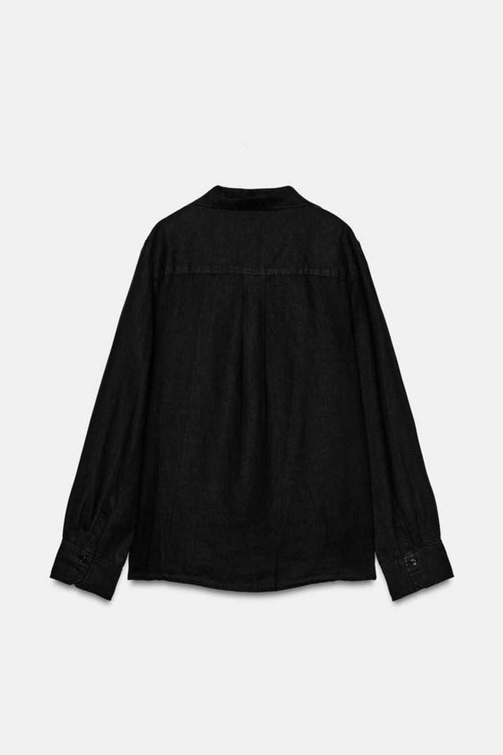 ZARA РУБАШКА ИЗ ЛЬНА С КАРМАНОМ — ZW COLLECTION, ЧЕРНЫЙ