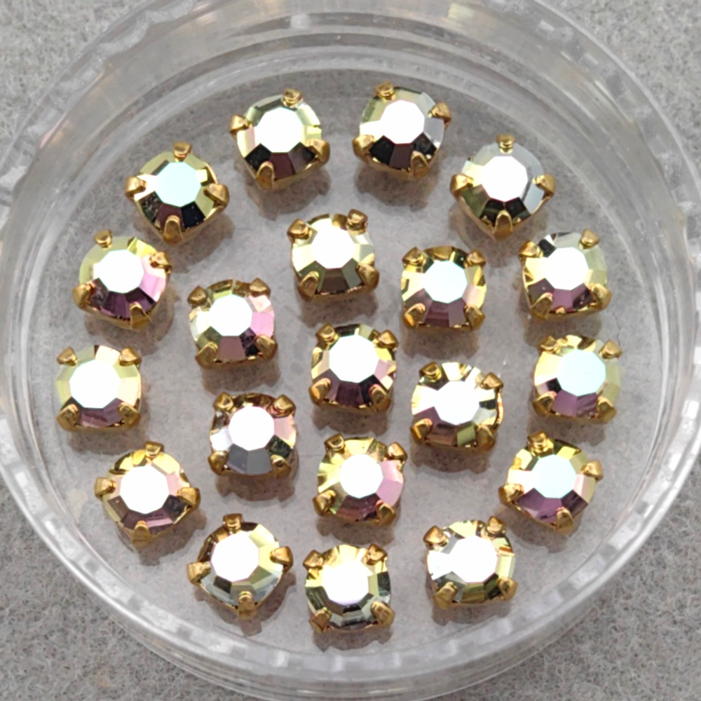 Шатоны Preciosa MAXIMA в оправах, Crystal Sakura/Gold