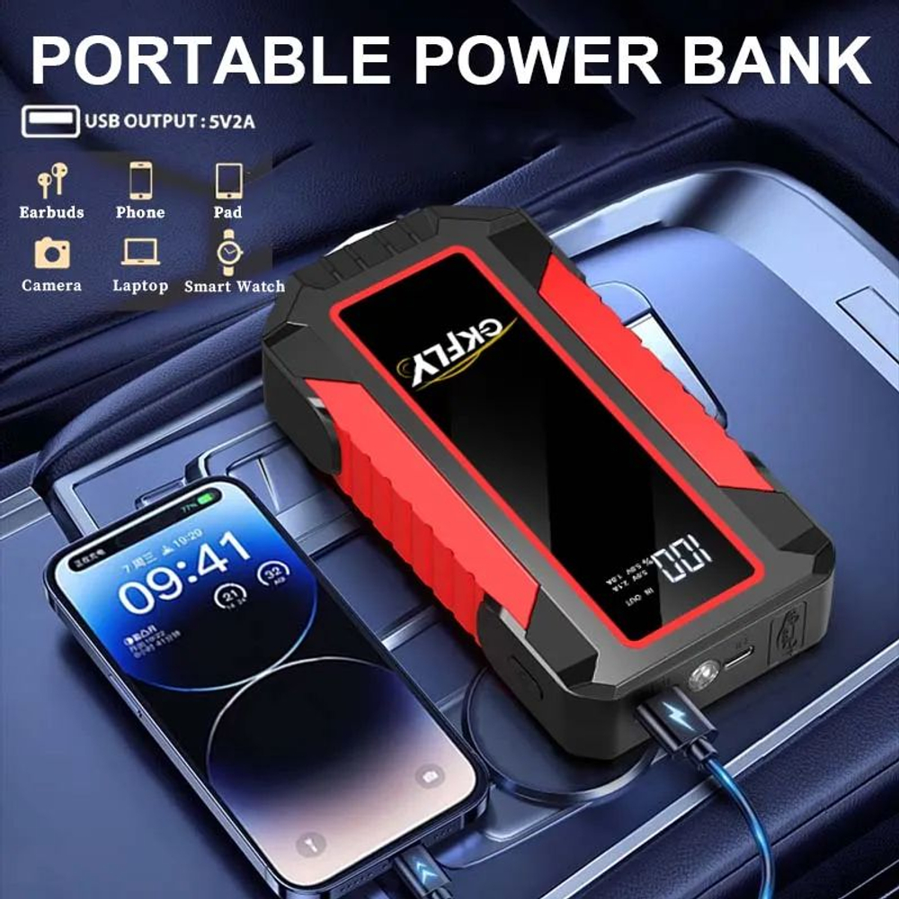 Устройство пусковое портативное бустер 16000mAh 4000A T45 GKFLY