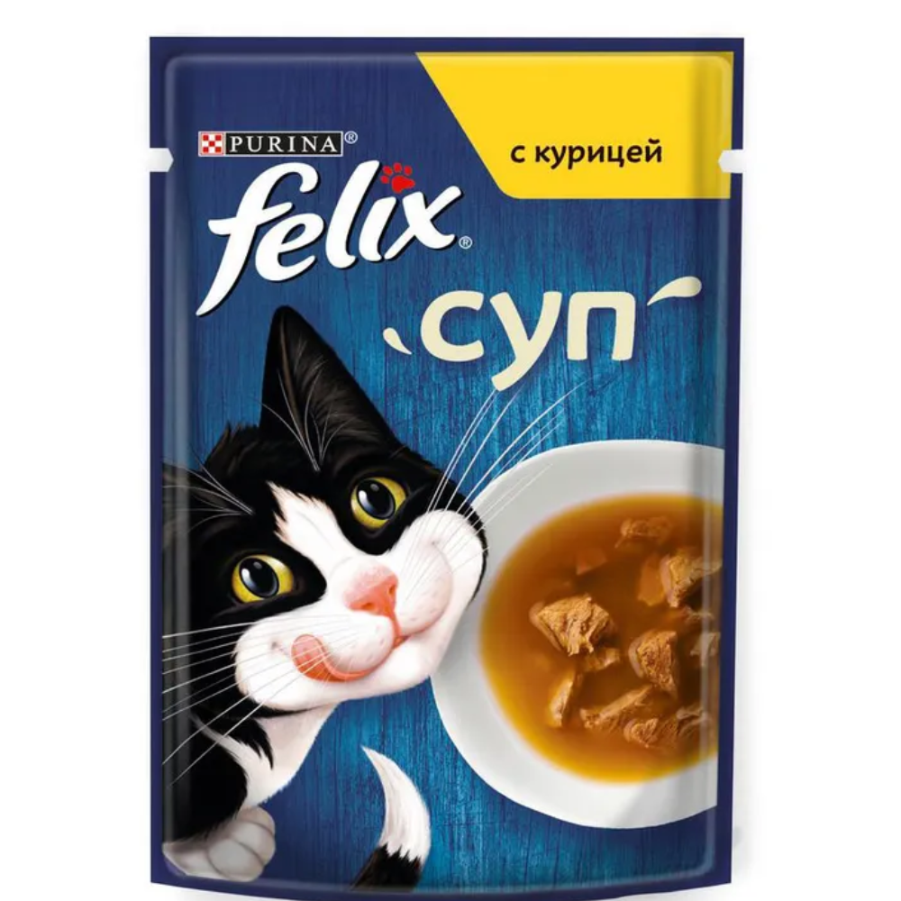 Влажный корм Felix для кошек суп с курицей 48 гр