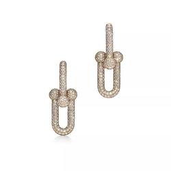 Серьги из жёлтого золота 18k с бриллиантами, Tiffany 💠 Hard Wear Large.