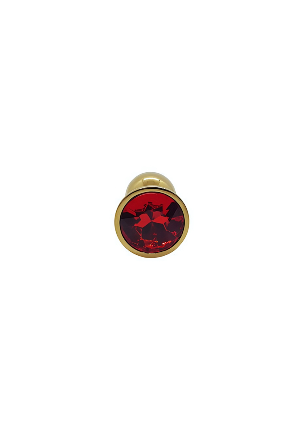 Анальная пробка металлическая золотая с красным кристаллом Onjoy Metal Plug Gold Small (Цвет: золотой с красным)
