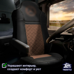 Чехлы Mercedes AXOR после 2014 года Высокие сиденья (экокожа, черный, коричневая вставка)