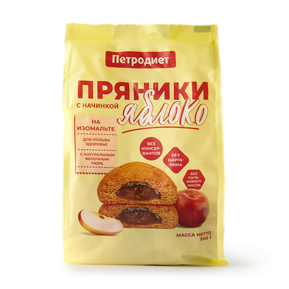 Пряники Петродиет Яблочные на изомальте 300гр