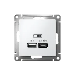 Розетка с USB A+C Systeme Electric AtlasDesign Белый ATN000129