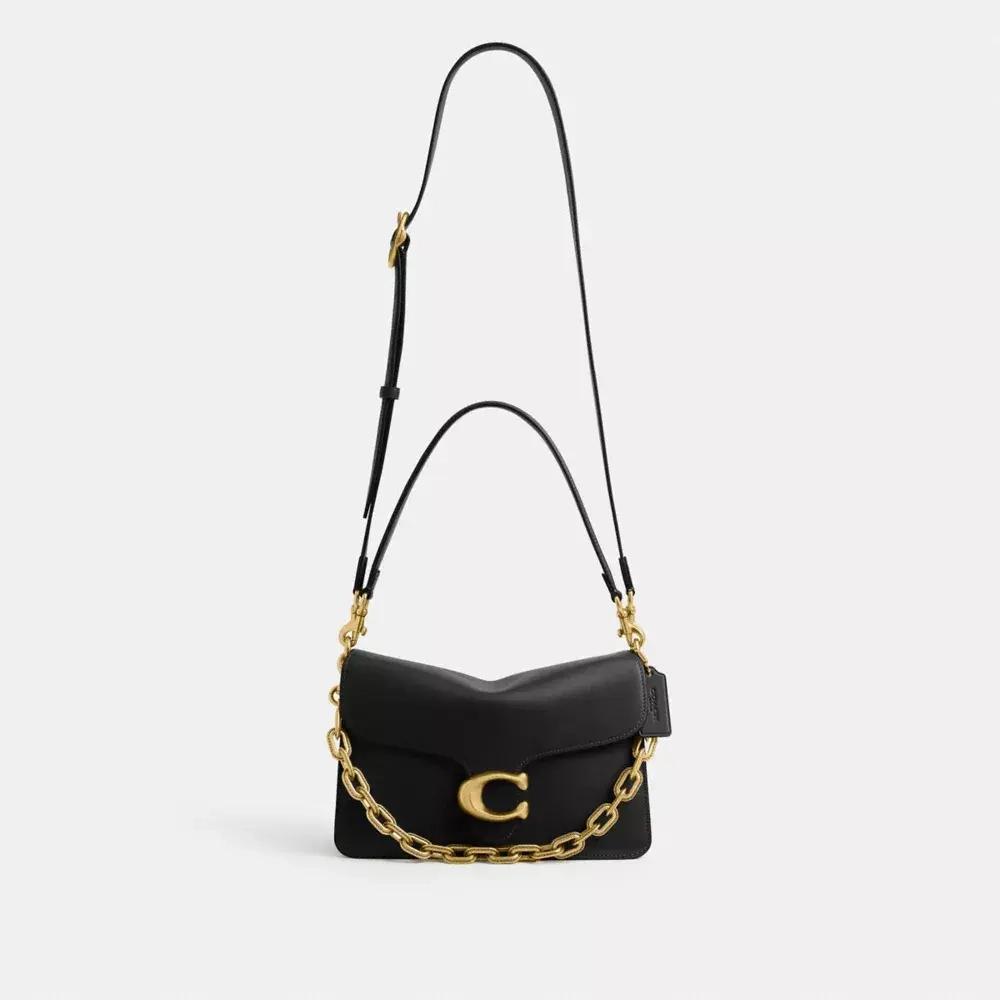 COACH СУМКА ЧЕРЕЗ ПЛЕЧО TABBY CHAIN, ЧЕРНЫЙ