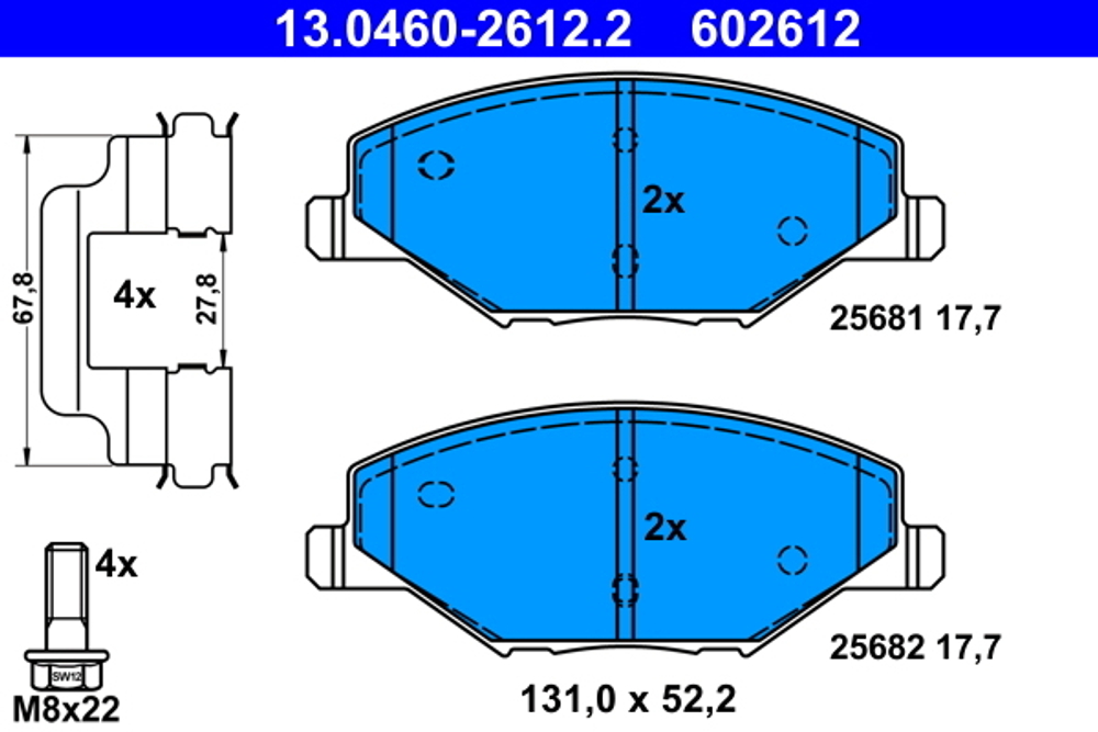 ATE - 13046026122-ATE - Brake Pad Set, disc brake