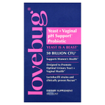 LoveBug Probiotics, дрожжи и пробиотик для поддержки уровня pH влагалища, 50 млрд КОЕ, 30 капсул