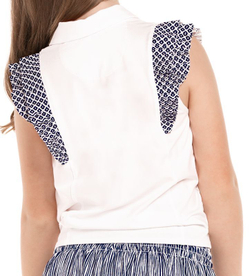 Футболка для девочки теннисная Lucky in Love Santa FE Glow Bandelier Tie Polo - белый