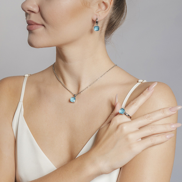 Кольцо Qudo Firenze aqua 16.5 мм 610072/16.5 BL/S размер 16,5