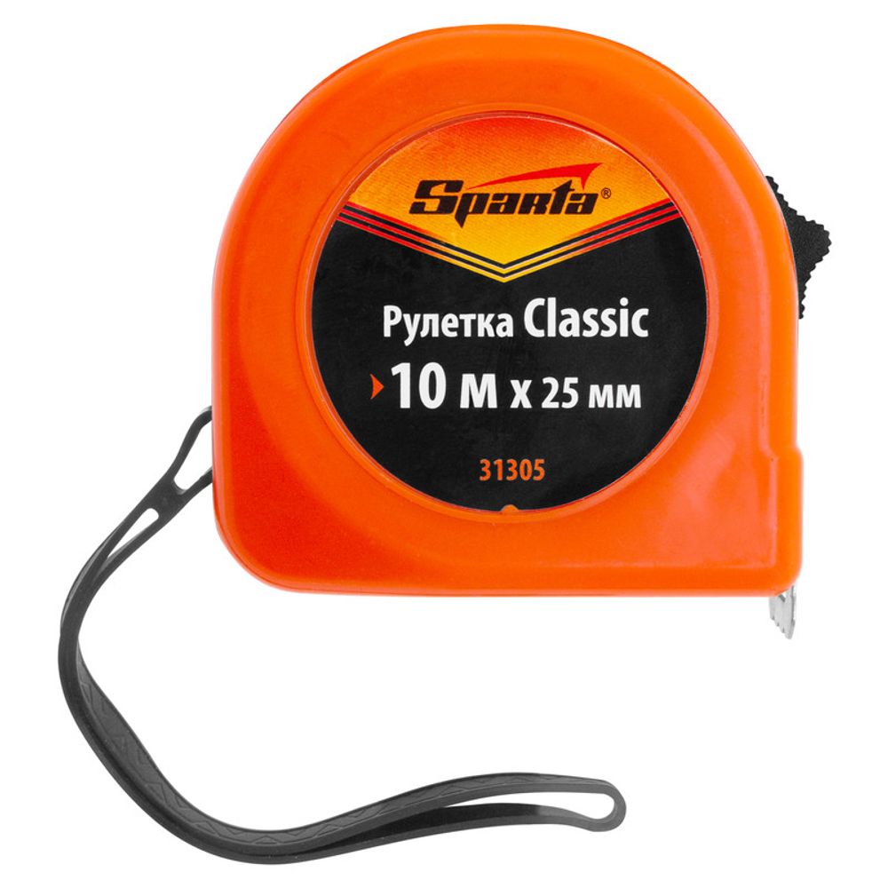 Рулетка Classic,10 м х 25 мм,пластиковый корпус Sparta, 31305