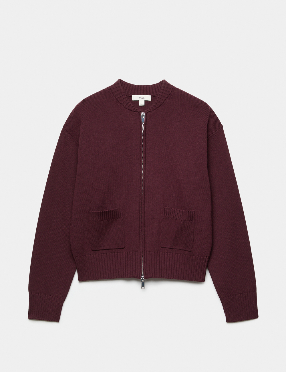 Вязаный кардиган-бомбер на молнии - Marks & Spencer