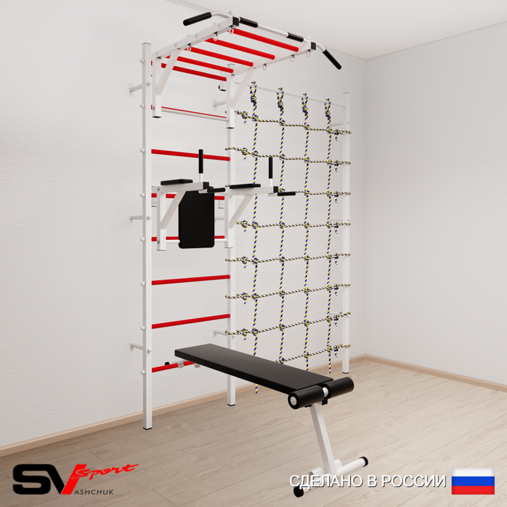 Шведская стенка Sv Sport 5240 (Турник рукоход/Брусья/Скамья/Канатный лаз)