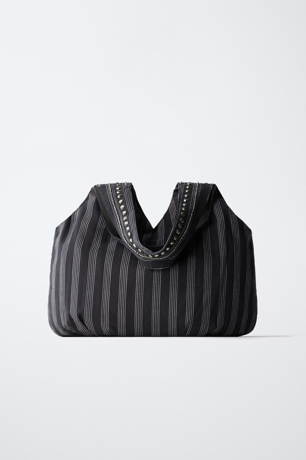 ZARA СУМКА-ШОПЕР С ЗАКЛЕПКАМИ, СИНИЙ
