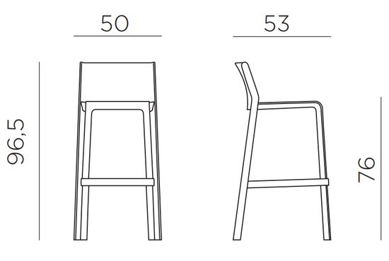 Стул пластиковый барный Trill Stool антрацит Италия