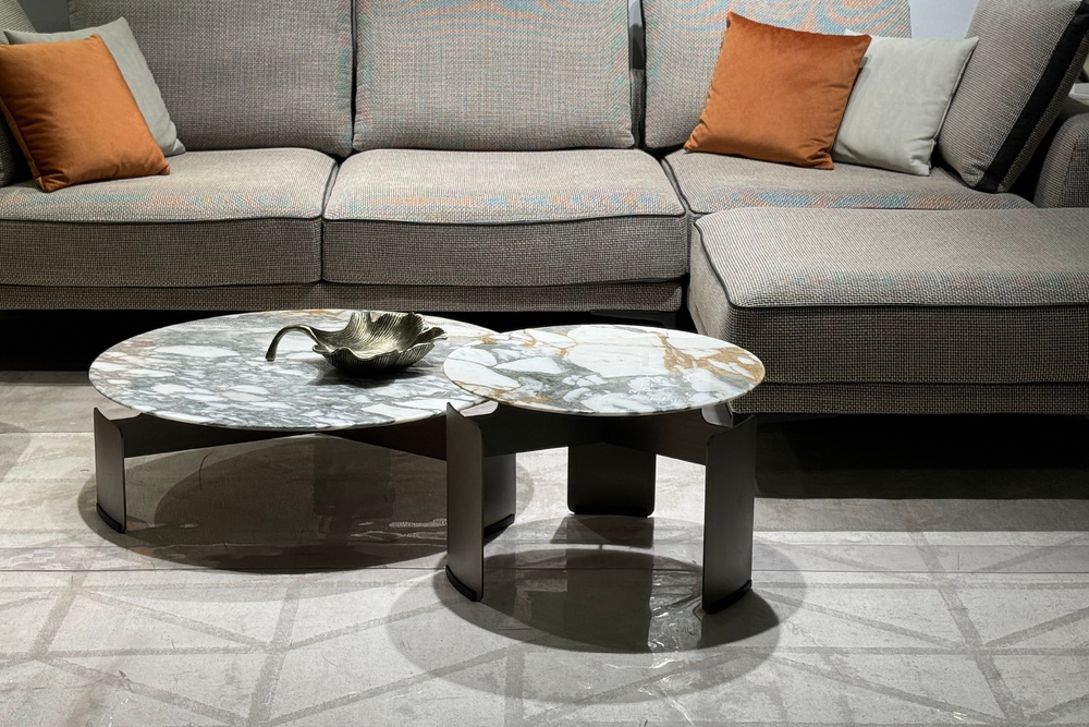 Стол журнальный Garda Decor, мрамор Арабескато Корчия (Arabescato Corchia) d90*28 см