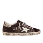 Кеды Golden Goose Super-Star sneakers with glitter and handwritten lettering