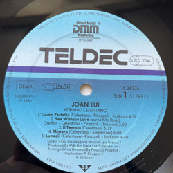 Винтажная виниловая пластинка LP Adriano Celentano Адриано Челентано, Joan Lui (Soundtrack) Музыка Из Кинофильма Джоан Луй (Германия 1985)